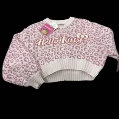 Hello Kitty ピンクヒョウ柄ニット120cm