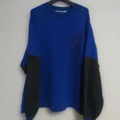 90s 香港製 Reebok 刺繍 ベクター トレーナー 青 黒 L