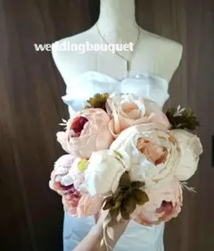 新品 芍薬ピオニー クラッチブーケ ブートニア くすみカラー