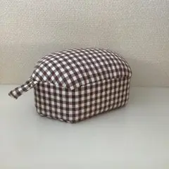 牛乳パックの椅子　スツール【ギンガムチェック　茶】