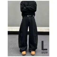 ワイドパンツ バギー デニム 韓国 バレルレッグ y2k ストリート L