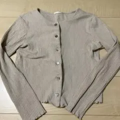 GUリブ編みベージュ長袖カーディガン M