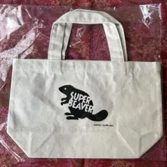 SUPER BEAVER 帆布迷你托特包 午餐包 米白色 帆布