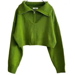 WEGO ウィゴー　レディース ハーフジップ ニット グリーン Fサイズ