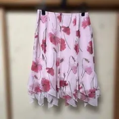 花柄シフォンスカート ピンク