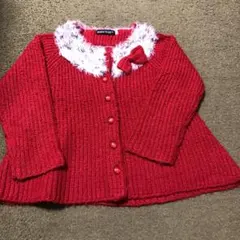 BeBe カーディガン　赤色リボン付き 110cm