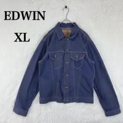 【エドウィン】デニム調 ジャケット アウター コットン100％ XL ネイビー系