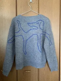 犬デザイン グレー セーター fungi