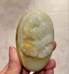 アフガンニスタンジェイド 鷄 天然石彫刻 Afghanistan Jade 動物