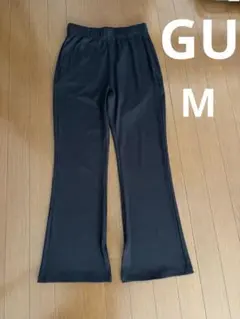 GU ブラック フレアパンツ ウエストゴム レディースＭサイズ