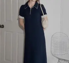 Jumelle ジュメロ バイカラーポロワンピ NAVY