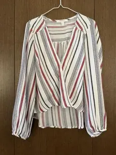 FOREVER 21 ストライプ柄 長袖ブラウス Lサイズのサムネイル