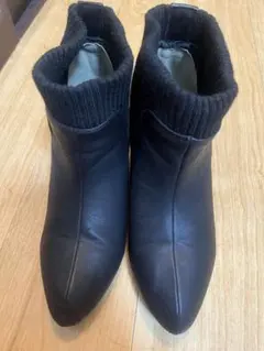 ブラックショートブーツ ニット付きLL