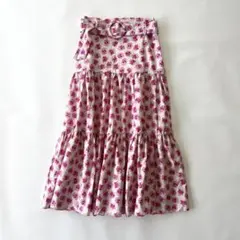 ザラ 花柄 フレア ロング スカート ベルト付き