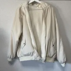 フリースボアジャケット フード付き アイボリー リバーシブル