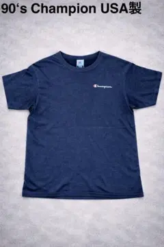 90s USA製 Champion Tシャツ ネイビー 袖シングルステッチ　M