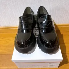 ZARA】ザラ 37 厚底ローファー メタルディテール ペニーストラップ 黒