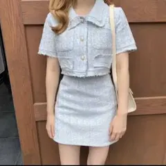 ツイードクロップジャケット スカート ツーピース セット