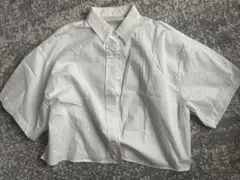 ホワイト ショート丈 半袖シャツ L