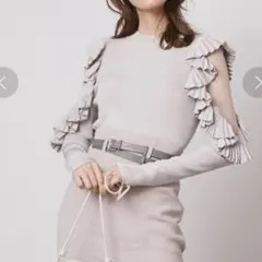 SNIDEL プリーツフリルスリーブニットプルオーバー