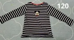 プティマイン ミッキーマウス 長袖カットソー 100cm ストライプ