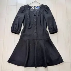 美品 バーバリーブルーレーベル ウールワンピース ノバチェック 七分袖 グレー