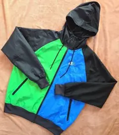 Nike ナイロンジャケット フルジップ フード付きグリーン&ブルー