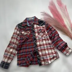 本日昼までの限定価格！美品miki HOUSE 130㎝チェック柄長袖シャツ