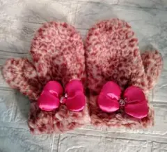 廃盤品　ディズニー　ミニー　ヒョウ柄　ミトン　手袋　もこもこ　ファー　ピンク