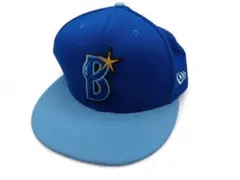 NEW ERA キャップ ブルー×ライトブルー Bロゴ スナップバック 中古