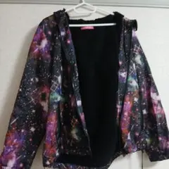 美品chuxxxチューギャラクシー宇宙柄 フード付き パーカー ボア裏地ギャル