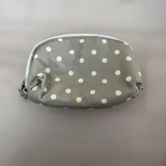 ドット柄 ポーチ グレージュ×パステルグリーン