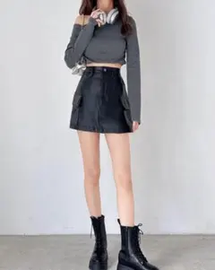 GRL インパン裏地付きカーゴポケットミニスカート[nh171]　Sサイズ