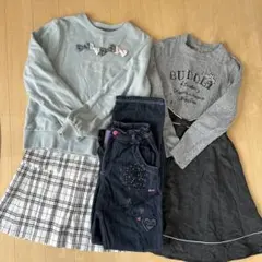 メゾピアノジュニア⭐︎ワンピース　トレーナー　裏起毛デニム　チェックスカート