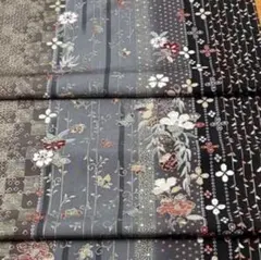 2551⭐︎正絹⭐︎花蝶間道⭐︎ぼかし染⭐︎金彩⭐︎ハギレ　37×108