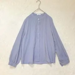 グラシア ピンタック バンドカラー ブラウス シャツ 長袖 M 前開き 薄手
