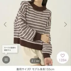 マルチボーダーベロアモールプルオーバー ブラウン