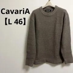 CavariA 【L 46】ブラウン ニットセーター 編み込みデザイン