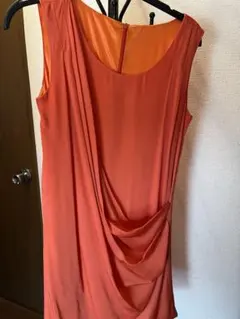 オレンジ ドレープデザイン ドレス
