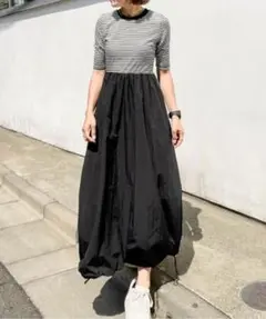 異素材 ロングワンピース