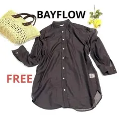 美品！　BAYFLOW レディース　ブラウス　シャツ　ノーカラー　FREE 茶系