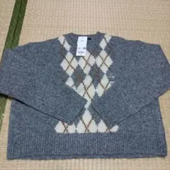 アーガイル柄 グレー セーター Lサイズ