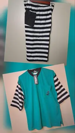JUNCHINO ルームウェア M　ターコイズ　パジャマ　寝衣　メンズ
