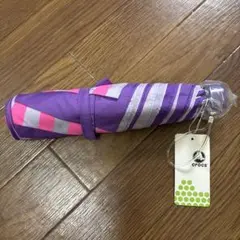 crocs 折りたたみ傘 紫とピンクのストライプ