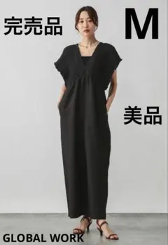 GLOBAL WORK シャーリングオールインワン ブラック Mサイズ 完売品のサムネイル