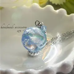 虹がかかる青空と猫ちゃん＊レジンネックレス