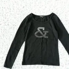 ピンキーアンドダイアン ロゴ ラインストーン ニット 黒