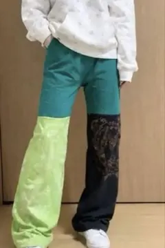 古着リメイクパンツ クレイジーパターン ペイズリー柄