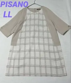 美品 PISANO ピサーノ チェック切替チュニックワンピースLL 大きいサイズのサムネイル