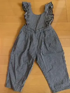 MARKEY‘S ストライプ柄 フリル付きオーバーオール コットン100%